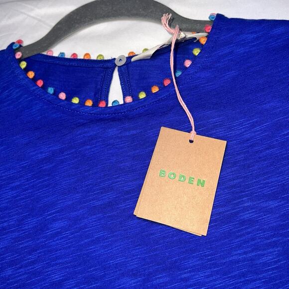 BODEN Charlie PomPom T Shirt Dress Womens Size 0R Blue Cotton Vacation Ready NWT - Picture 14 of 15